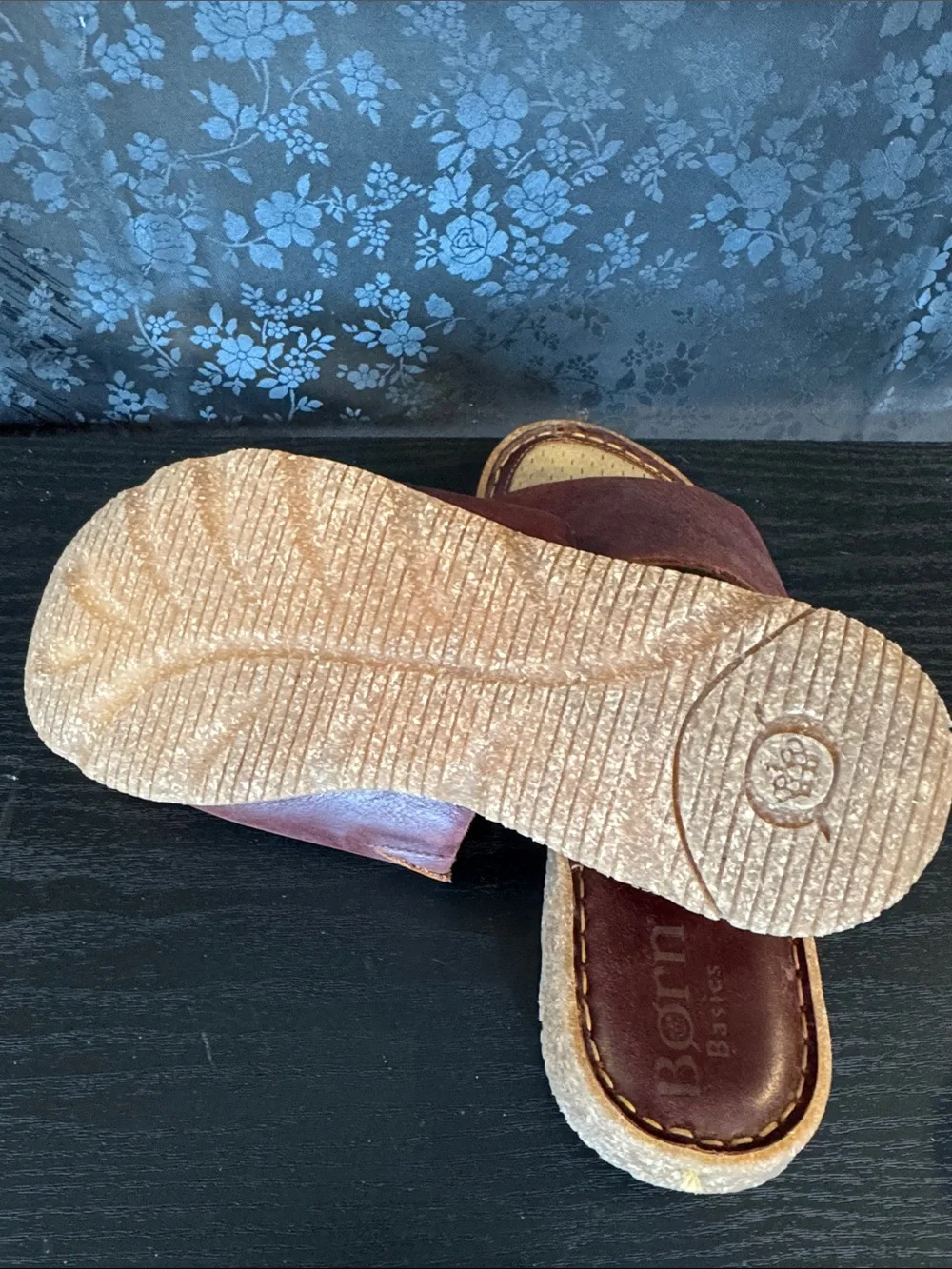Born Brown Leather Slide Sandals